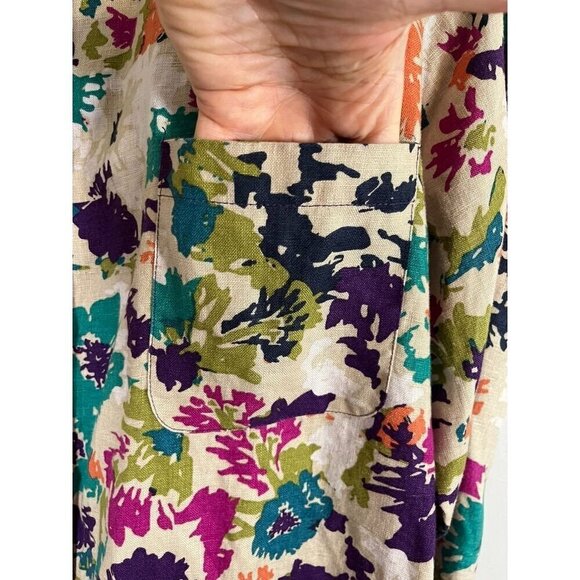 Bridgewater Top Women 3X Tan Floral Boho Western Artsy Mature Resort Western 80s - Picture 8 of 14